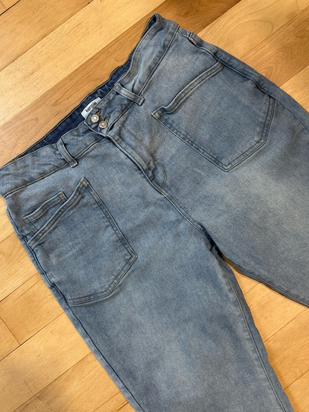 Kensie The Savanah High Rise Flare Crop Light Blue Jeans SZ 14/32